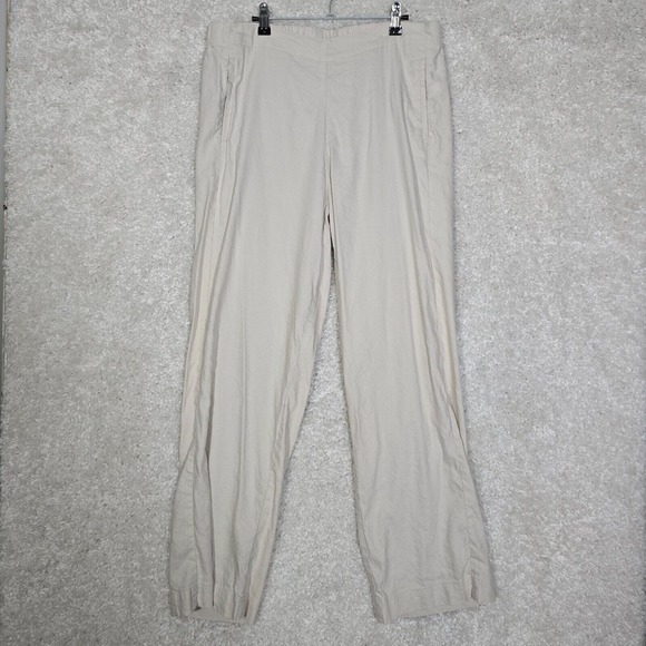 J Jill Pants Womens 18 Beige Linen‎ Blend Pull On Straight Leg Beach Coastal - Picture 1 of 13